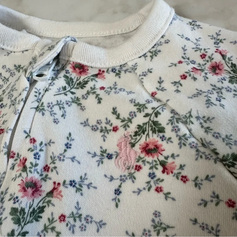 Ralph Lauren Baby Cotton Floral Footed Coverall/Onesie. Size 9M.
